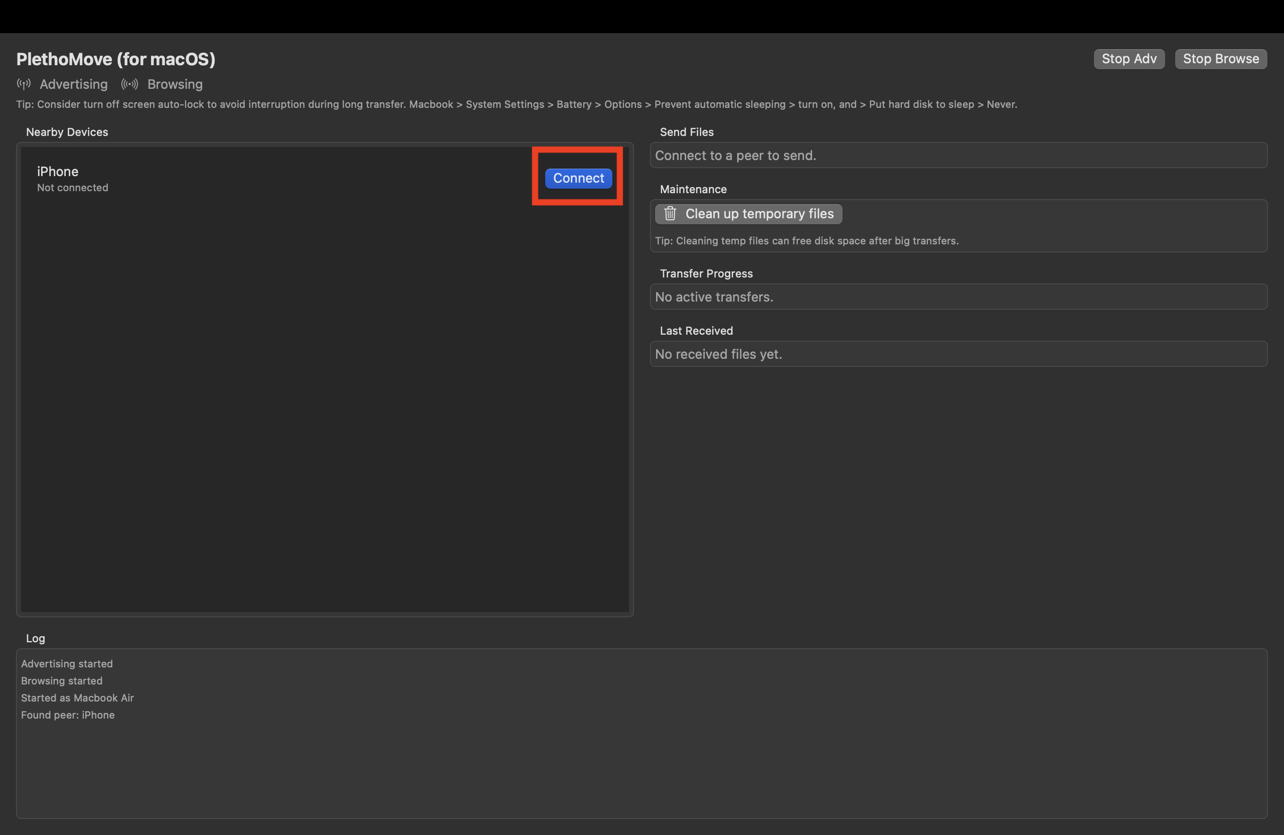 PlethoMove macOS Connect
