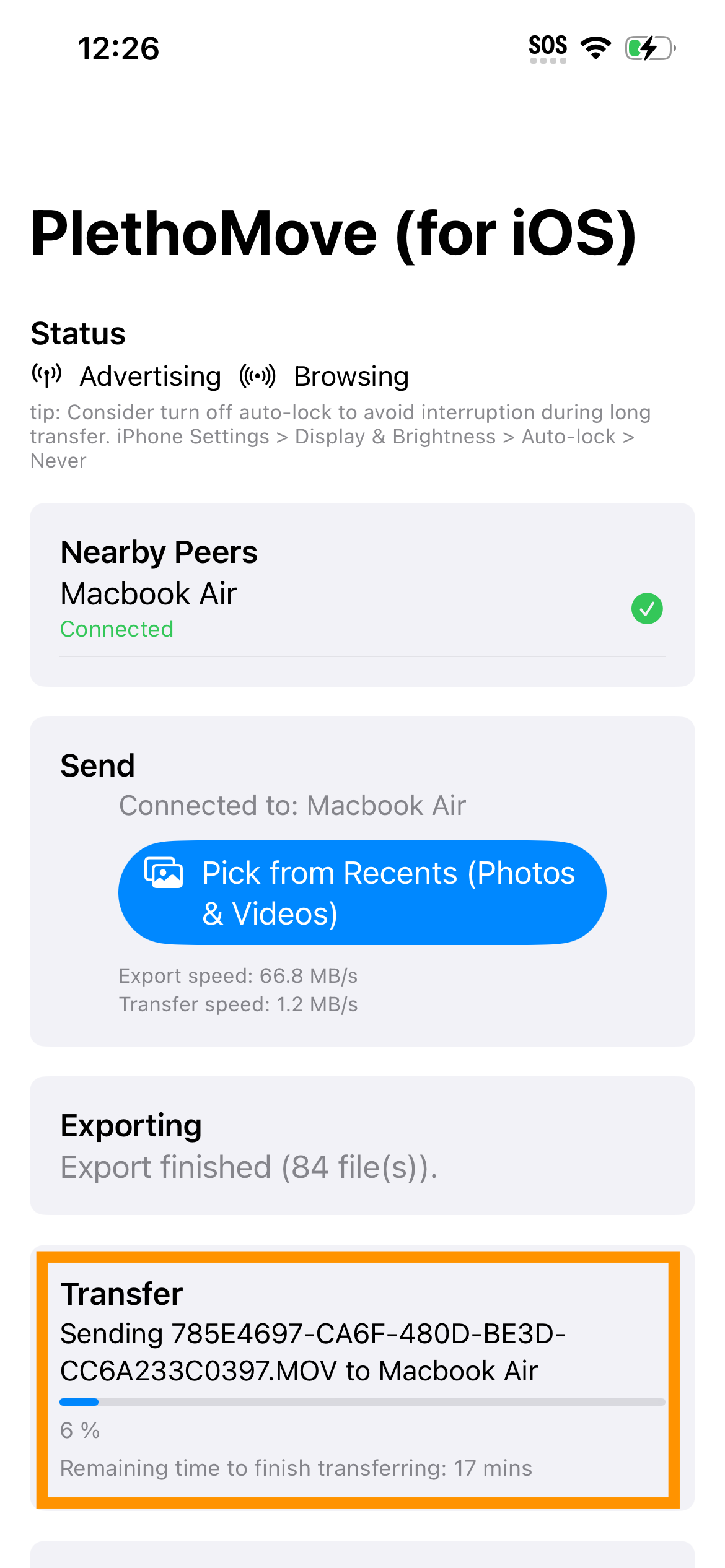Transfer Progress Monitoring