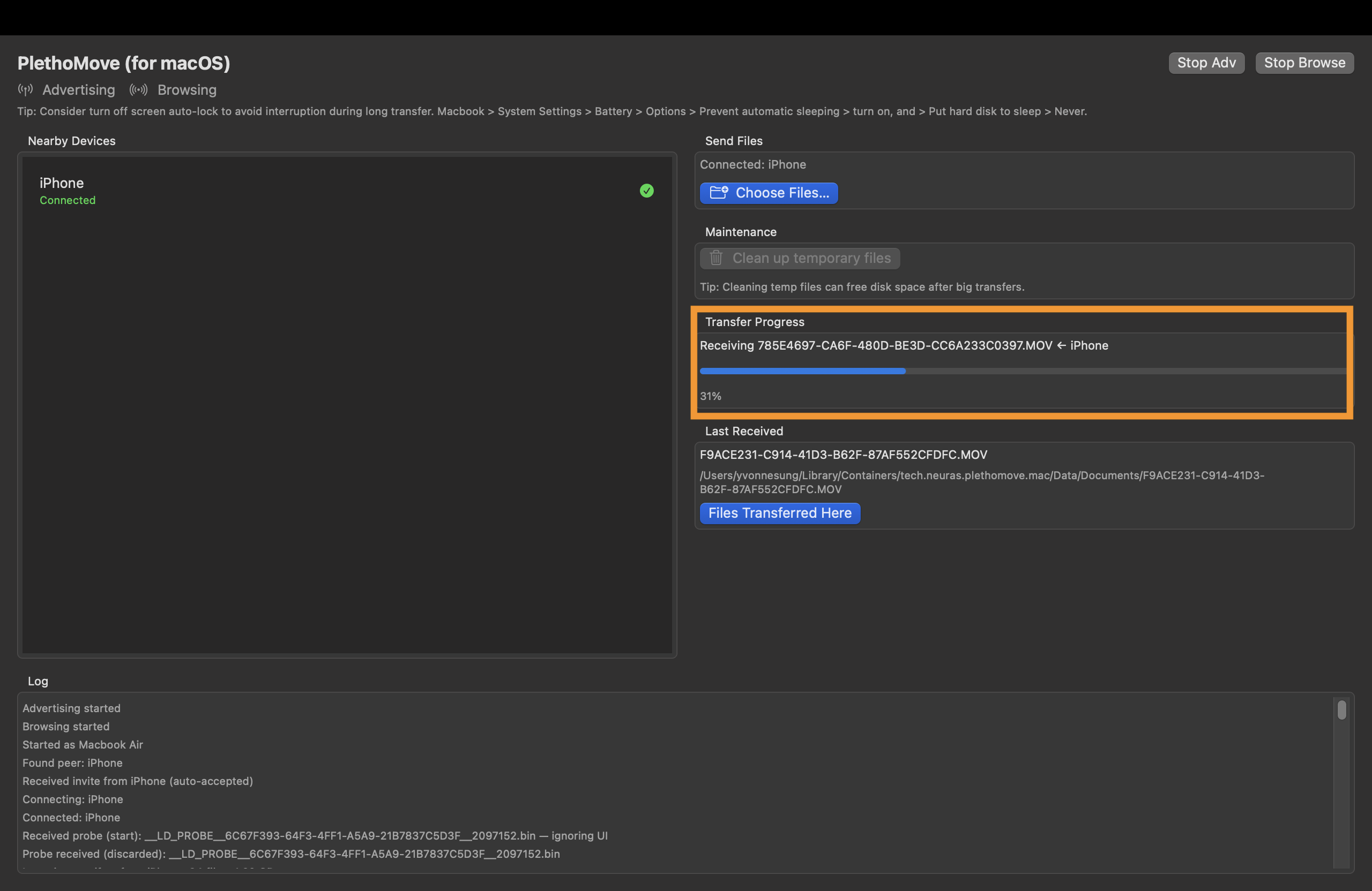 Mac Transfer Progress